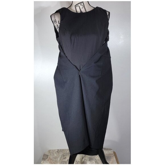 Eliza J Sleeveless Peplum Dress with Embellished Neckline, Black, Womens Size 10 - Picture 6 of 9